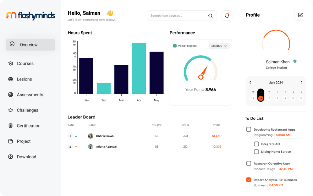 Learning Management Software by Flashyminds | Web App Development Services