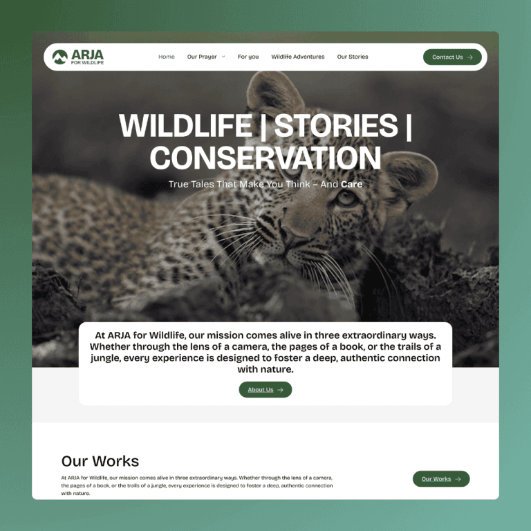 Web Development Case Study: Arja for Wildlife – A Visual Journey