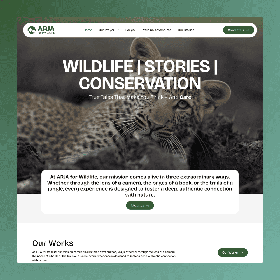 Web Development Case Study: Arja for Wildlife – A Visual Journey