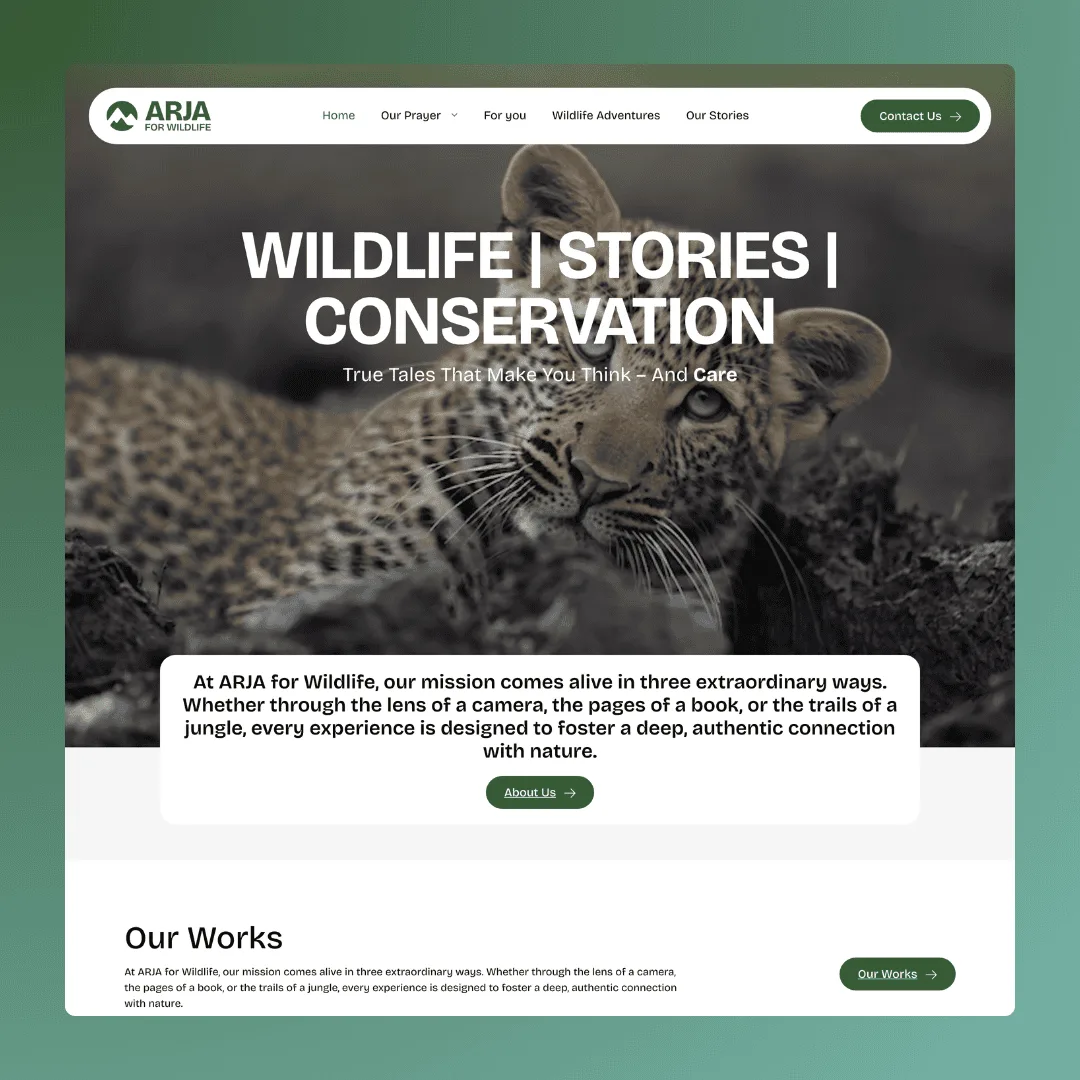 Web Development Case Study: Arja for Wildlife – A Visual Journey